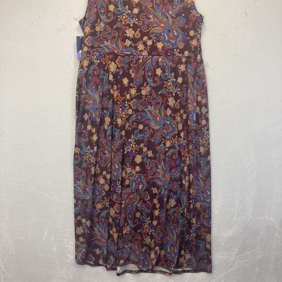 NWT Meri Skye Floral Maxi Dress Womens 4X Purple Paisley Sleeveless Stretch Boho - Picture 14 of 15